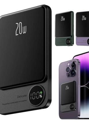Повербанк magsafe jyd q9m 10000mah 20w павер магнитный беспроводной power bank зарядка magnetic iphone apple