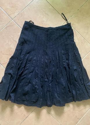 Коттонова чорна літня мереживна спідниця