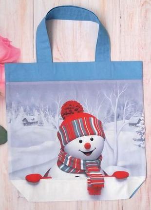 Еко-сумка, шопер "сніговик"1 фото