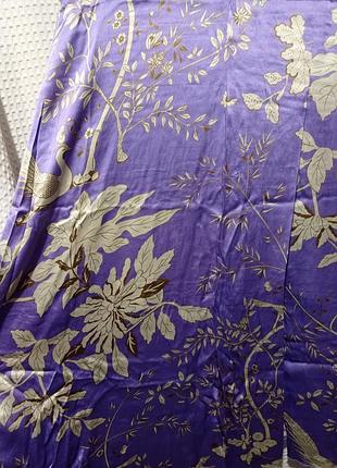 Ро23 шелковое роскошное гламурное сиреневое женское платье платье с короткими рукавами на запах шелк5 фото