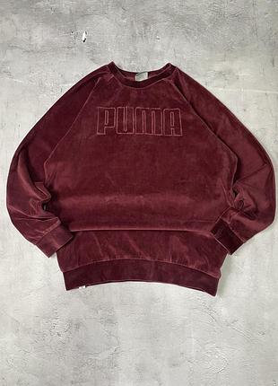 Велюровый свитшот puma бордовый
