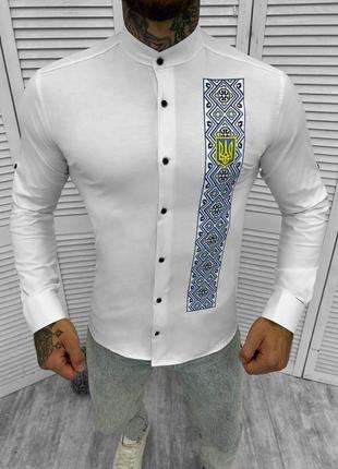 Вышиванка мужская с гербом, мужская рубашка вышиванка, мужская вышиванка