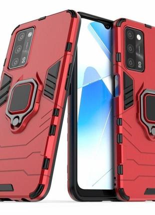 Чехол fiji ring для oppo a16 / a16s бронированный бампер с кольцом подставкой красный
