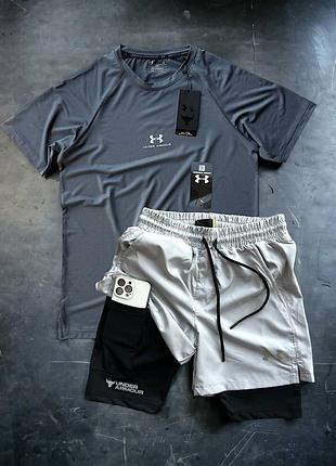 Костюм, комплект under armour футболка и шорты тайцы