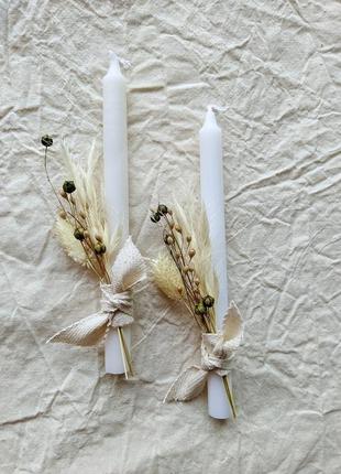 Свадебные свечи с сухоцветами арт. 70205 фото