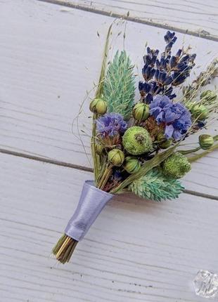 Свадебная бутоньерка из сухоцветов. арт. 1118