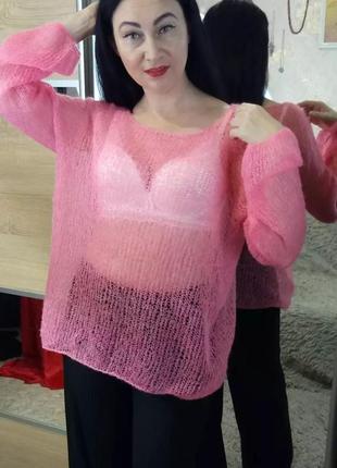 Ажурний светр-павутинка светрик джемпер з кід мохеру6 фото