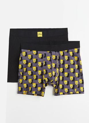 Труси-боксери набір 2 шт. для чоловіка h&m the simpsons 1070256-008-1 s різнобарвний