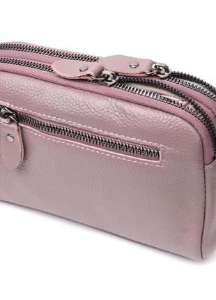 Сумочка шкіряна бузкова клатч через плече кроссбоді натуральна шкіра 7222792 фото