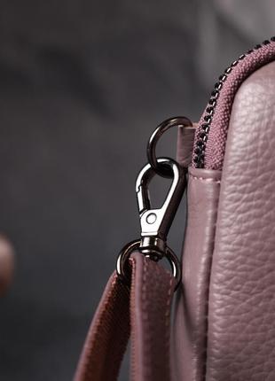 Сумочка шкіряна бузкова клатч через плече кроссбоді натуральна шкіра 7222799 фото