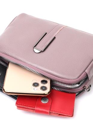 Сумочка шкіряна бузкова клатч через плече кроссбоді натуральна шкіра 7222796 фото