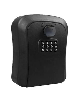 Портативный кодовый мини сейф для ключей денег бокс 95*80 ключница ящик с кодовым замком черный на код