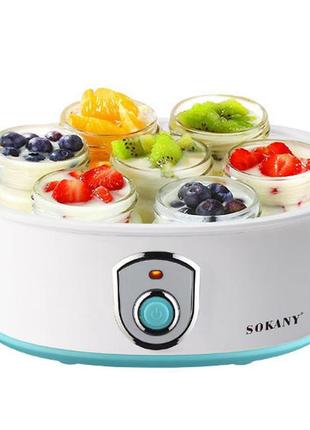 Йогуртница домашняя sokany sk-2304 на 7 баночек , белый