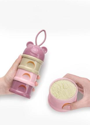 Контейнер для зберігання дитячої сухої суміші 3 відсіки 360 мл м'ятний