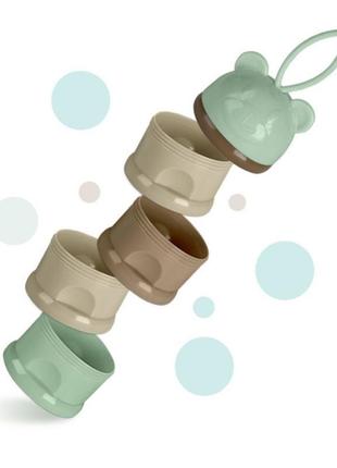 Контейнер для зберігання дитячої сухої суміші 3 відсіки 360 мл м'ятний