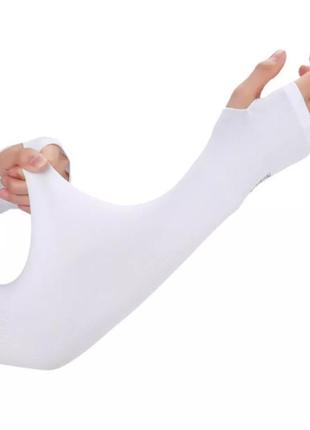 Митенки тонкие, перчатки без пальцев черные lets silim (унисекс) белый