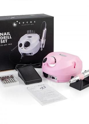 Фрезер bucos zs-601 pro pink 35000/45w український посібник + 6 покращених фрез, серійний номер