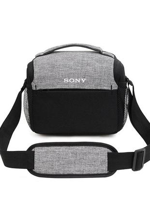Сумка для фотоаппарата sony универсальная 23x13x19см средняя черная с серым ( код: ibf076sb3 )