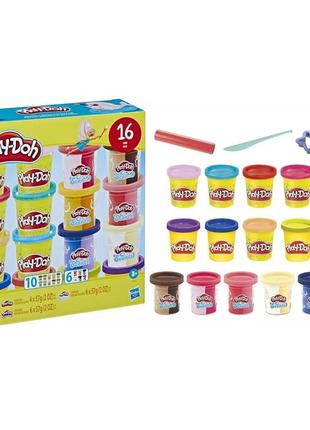 Ігровий набір для ліплення пластилін плей до з 16 банок пластиліну play-doh sparkle and scents variety