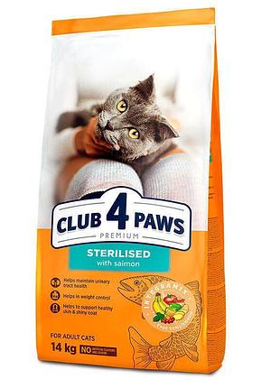 Club 4 paws (клуб 4 лапы) premium adult cat sterilized salmon сухой корм с лососем для стерилизованных котов