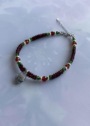 Эксклюзивный серебряный браслет из натуральных камней с подвесом "браслет клеопатры"5 фото