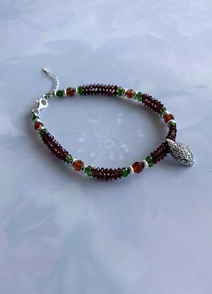 Эксклюзивный серебряный браслет из натуральных камней с подвесом "браслет клеопатры"3 фото