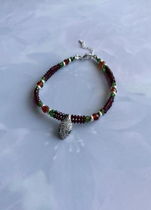 Эксклюзивный серебряный браслет из натуральных камней с подвесом "браслет клеопатры"2 фото