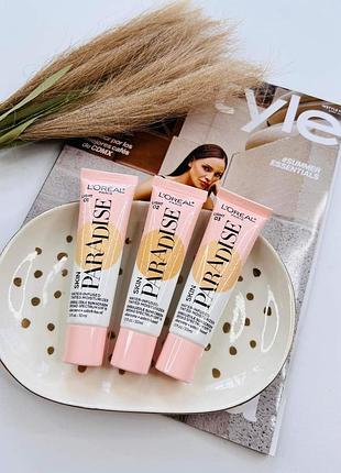 Зволожуючий легкий тональний крем на водній основі сяючий вологий фініш l'oreal paris skin paradise лореаль з спф spf засмаглих fair light loreal