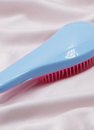 Массажная расческа для волос mini, щетка для волос розовая с голубым однотонная, масажка 15х6см