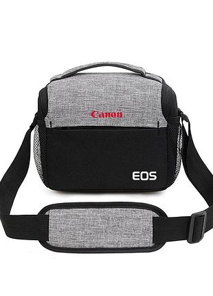 Сумка для фотоаппарата canon eos универсальная 23x13x19см средняя черная с серым ( код: ibf076sb1 )