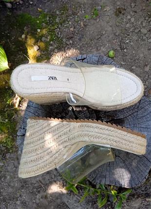 Шльопанці зара на джутовій підошві прозорі