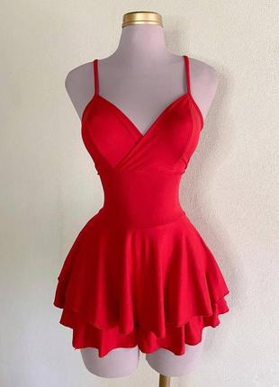 Сукня-комбенізон приталена чорна червона6 фото