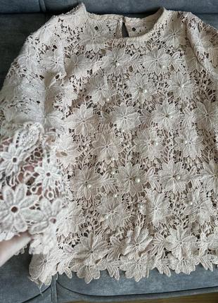 Ніжно рожева блуза святкова