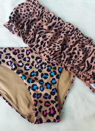 Роздільний купальник бандо в принт тигра h&m\30