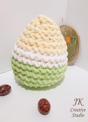 Великоднє яйце-подушка з плюшевою пряжі2 фото