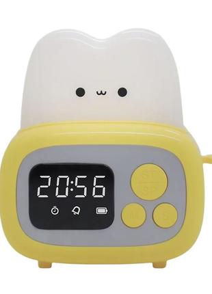 Настольные часы с будильником желтый, тостер /детские часы с led подсветкой