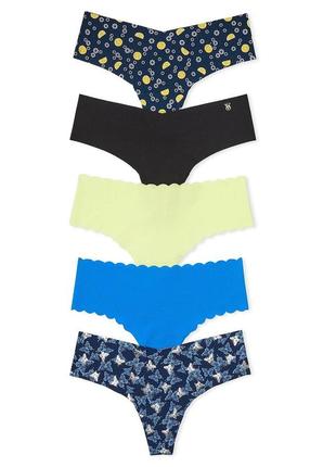 Набір з 5 безшовних трусиків стрінгів оригінал victoria’s secret