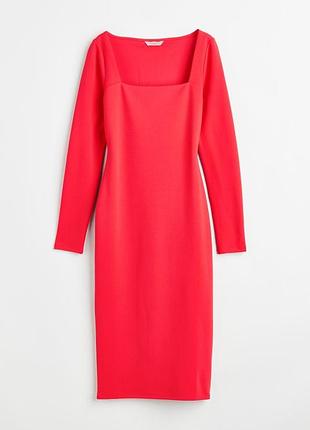 Нова плаття h&m коралове во фігурі максі довге квадратний виріз