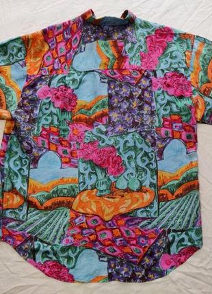Pure silk яркая гавайская рубашка из шелка размер l2 фото