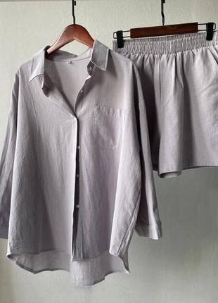Женский летний костюм двойка шорты рубашка,жіночий літній костюм шорти сорочка двійка двойка3 фото