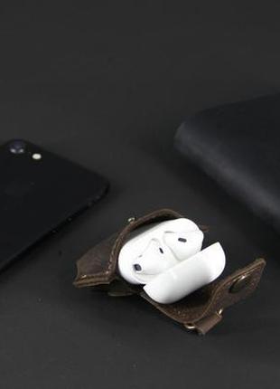 Чохол для навушників airpods з натуральної шкіри коричневий2 фото