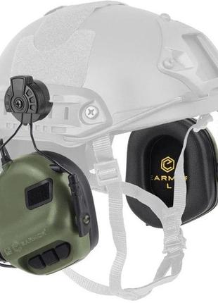 Тактичні активні навушники earmor m31h mod3, кріплення навушників до шолома fast олива