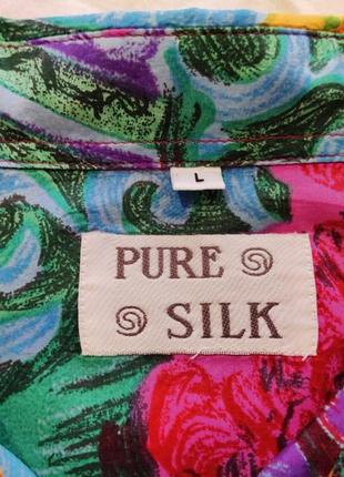 Pure silk яркая гавайская рубашка из шелка размер l7 фото