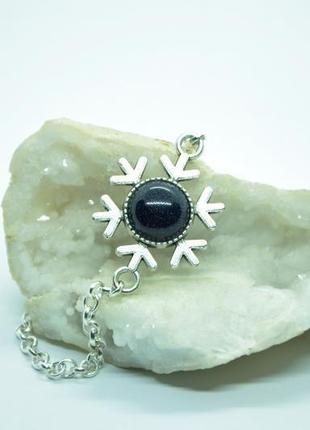 Браслет сніжинка з авантюрином, агатом, кварцом, лабрадором, стімпанк