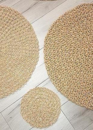 Килимок з джуту (75cм), еко килим, килим кульбаба6 фото