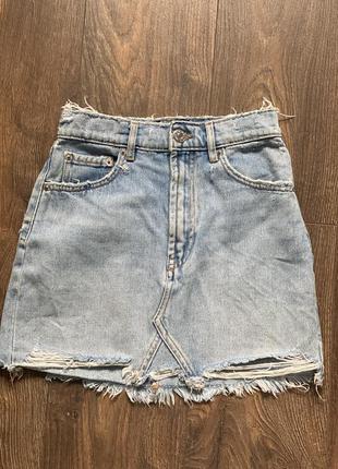 Джинсовая мини юбка zara