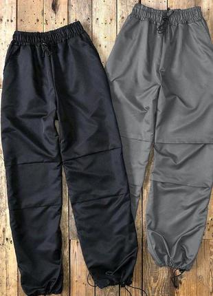 Брюки женские карго без карманов плащевка 42-48 черные, графит (серые)