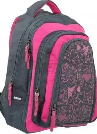 Рюкзак школьный девочке bagland серо розовый  материал – полиестер высота – 34 cm; ширина – 25 cm;