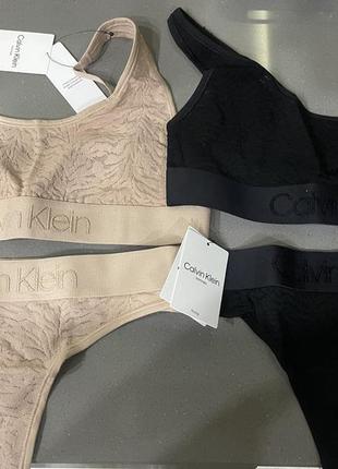 Kelvin klein original. комплект бра и трусики стрейч гипюр р м