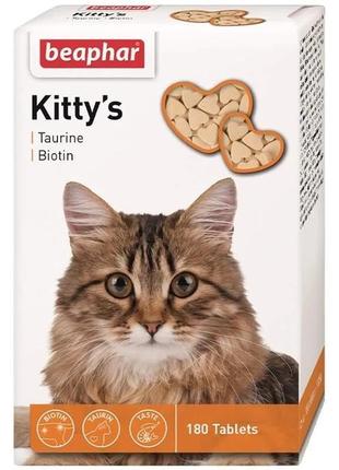 Витамины с биотином и таурином для кошек beaphar kitty's taurin and biotin 180 табл